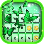 neon green emoticon keyboard android application logo